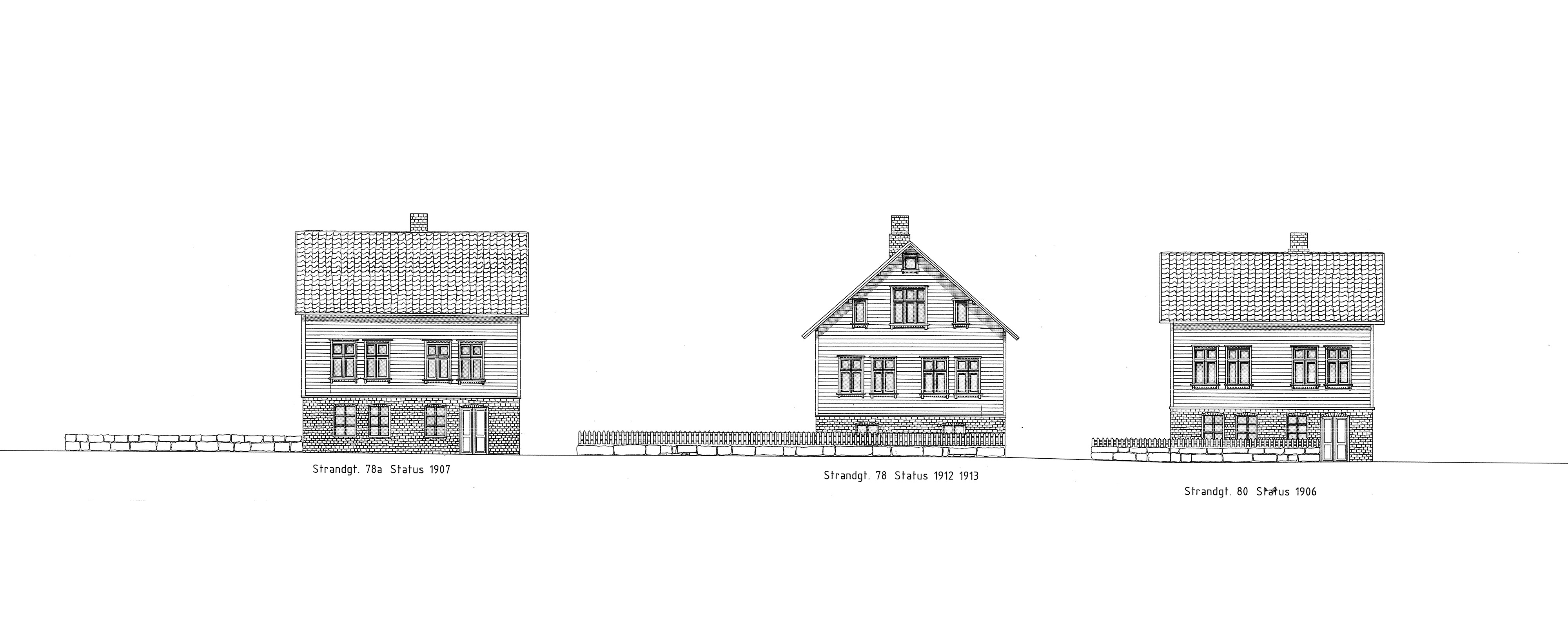 Strandgata 78a, 78 og 80 nyere