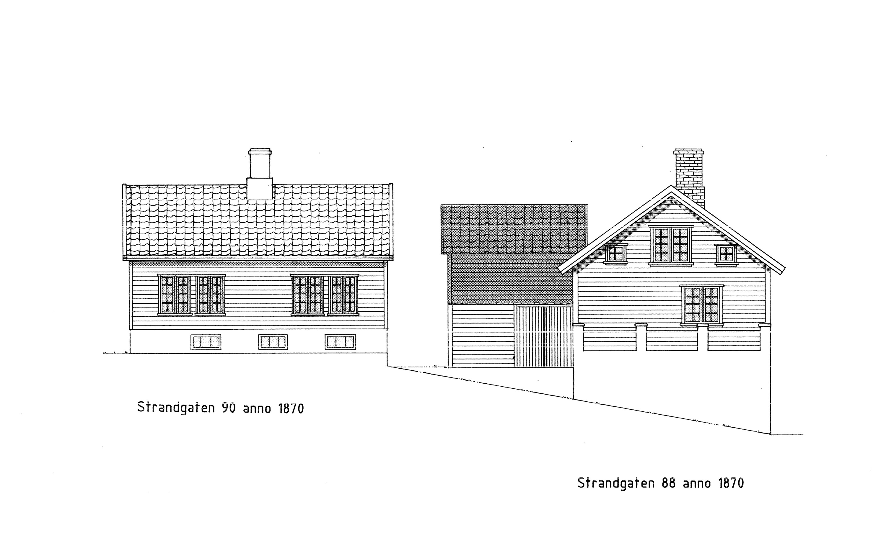Strandgata 88 og 90 mot sør nyere